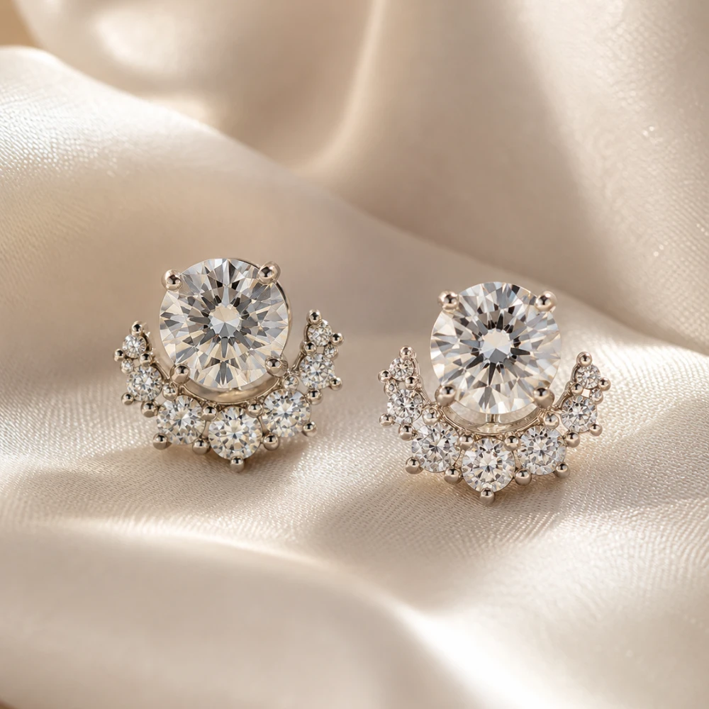 The Diamond Jacket Earrings — Stud + Jacket Berlian · Dua Tampilan